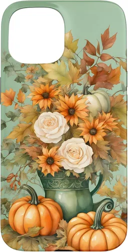 Miniatura 6 de Vintage Autumn Flower Fall Pumpkin Teal Case for iPhone 17