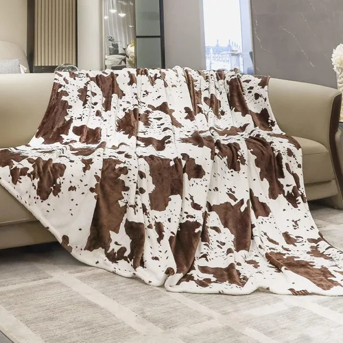 Miniatura 16 de HSEEC Manta de felpa azul con estampado de vaca, manta pequeña de franela de forro polar suave para sofá, 40 x 50 pulgadas