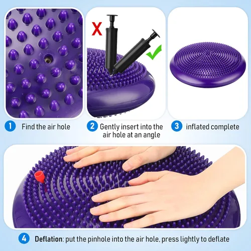 Miniatura 3 de Outus 2 Pcs Balance Disc Inflated Wobble Cushion for Sensory Kids 13. 4 Inch Wiggle Seat Flexible Seating with Hand Pump for Kids Men Women