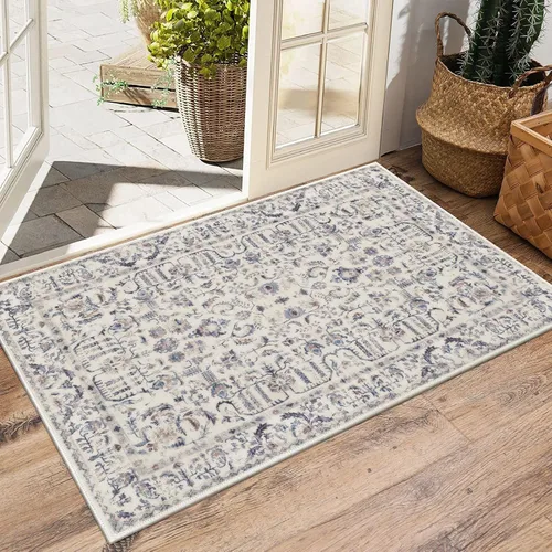 Miniatura 49 de U'Artlines Alfombra de Área Bohemia Lavable, 2x3 Pequeña Suave Antideslizante Vintage Felpudo para Puerta Frontal Interior Alfombra Verde