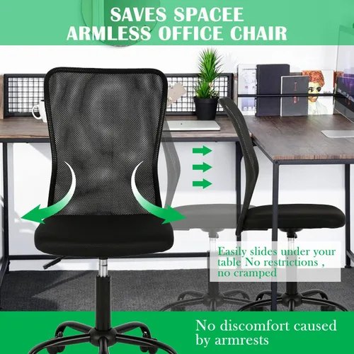Miniatura 3 de Silla de oficina, silla de escritorio, silla de trabajo con respaldo medio para computadora con altura ajustable y soporte lumbar, asiento giratorio