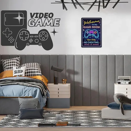 Miniatura 6 de Letrero de bienvenida a la sala de juegos, regalos geniales de decoración de juegos para niños y adolescentes, accesorios y decoración perfectos