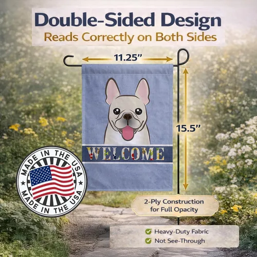 Miniatura 4 de Caroline's Treasures BB1424GF - Bandera de bienvenida de bulldog francés, bandera azul para buzón, bandera decorativa para patio, exteriores, patio