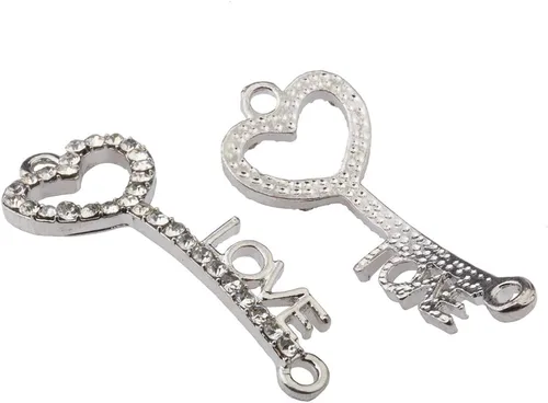Miniatura 17 de RUBYCA 5pcs Metal Cruz Llave Lateral Conector Cuentas Cristal DIY Joyería Pulsera Tono Plata