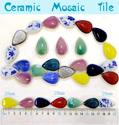Miniatura 4 de 60 Piezas de Cerámica de Transformación de Horno Azul Oscuro en Gota de Lluvia a Granel para Manualidades, Piezas de Cerámica en Mosaico