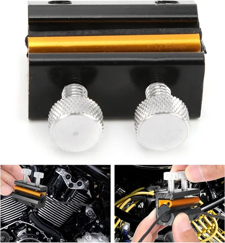 Miniatura 5 de Aramox Herramienta lubricante para cable y cadena, kit de lubricante de aluminio y goma para motocicleta ATV (negro dorado)