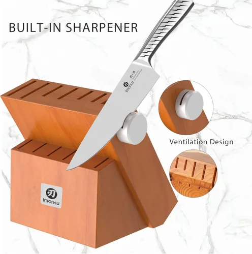 Miniatura 2 de imarku® Juego de cuchillos, juego de 14 piezas para cocina con bloque, juego de cuchillos de cocina de una pieza premium con afilador, juego