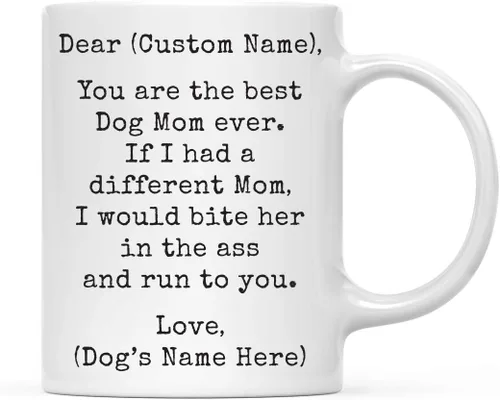 Miniatura 67 de Andaz Press Taza de café personalizada divertida con texto en inglés "Dog Mom", regalo de broma para la mejor mamá de perro cocker spaniel, muerde