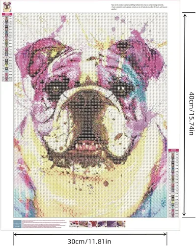 Miniatura 2 de Zimal Pintura de diamantes de imitación Bulldog 5D con bordado de diamantes, imagen 3D de diamantes de imitación, punto de cruz, 11.8 x 15.8 pulgadas