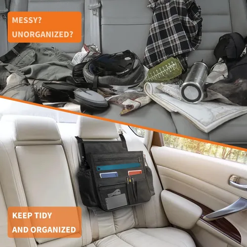 Miniatura 4 de Boczif Organizador de asiento trasero de automóvil, bolsa de almacenamiento colgante para asiento de pasajero, organizador de asiento delantero