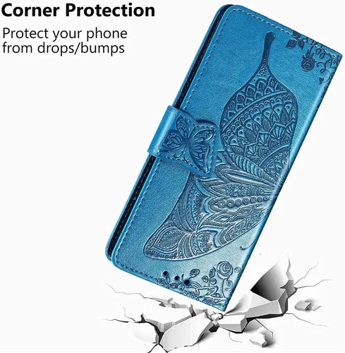 Miniatura 6 de Funda tipo cartera para Samsung Galaxy A32 5G, funda tipo cartera para Samsung A32 5G, piel sintética de alta calidad, con diseño de mariposas