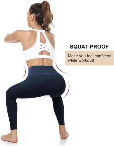 Miniatura 4 de RIMLESS 7 Leggings para mujer con bolsillos de cintura alta, pantalones de yoga de algodón para entrenamiento, correr, pantalones capri atléticos