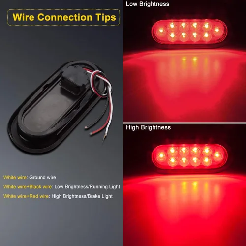 Miniatura 7 de LIMICAR 4 luces traseras ovaladas rojas y 2 blancas, kit de luces planas de 6 pulgadas, luces traseras LED para camiones, luces traseras de remolque