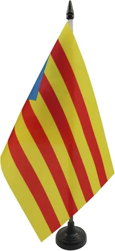 Miniatura 40 de Bandera de mesa de Andalucía 4'' x 6'' - Bandera de escritorio de la región española de Andalucía 5.9 x 3.9 in - Barra y base de plástico negro - AZ