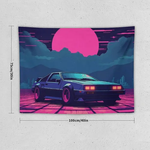 Miniatura 2 de josnmre Retrowave Jdm Classic Car Retro Cyberpunk Tapestry Wall Hanging for Bedroom Aesthetic Art Home Decor Dorm Classroom Living Room Tapestries