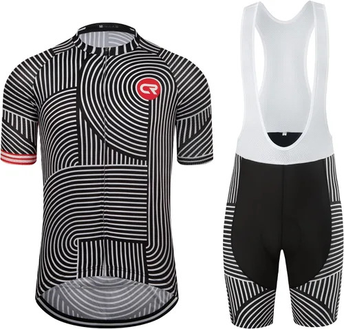 Coconut Ropamo CR Men's Cycling Jersey Set Road Bike Jersey Zipper Pocket Bib Shorts with 4D Padded Cycling Clothing Set