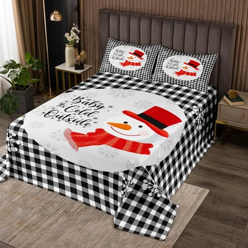 Miniatura 8 de Manfei Juego de colcha de Navidad para niños, tamaño individual, diseño de pinos de dibujos animados, decoración de habitación de niños y adultos