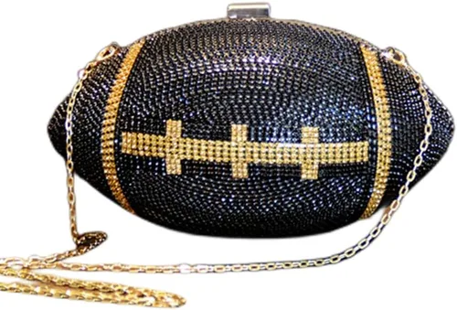 Miniatura 26 de UMREN Bolso cruzado con forma de baloncesto para mujer, con diamantes de imitación, bola redonda de cristal, bolso de mano para fiesta de boda