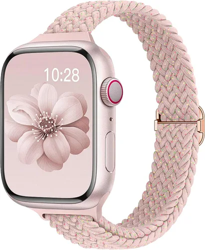 Miniatura 16 de Slim Braided Bands for Apple Watch Band 40mm 41mm 42mm 38mm 46mm 44mm 45mm 49mm Women,Stretchy Solo Loop Nylon Elastic Thin Narrow Skinny Strap for