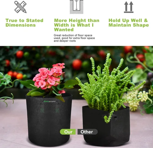 Miniatura 4 de Paquete de 8 bolsas altas de cultivo para verduras, tela de aireación no tejida resistente, macetas de cultivo profundo con asas de 7 galones de EE.