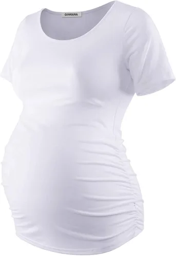 Miniatura 235 de GINKANA Blusas de maternidad de manga corta, diseño floral, fruncido, casual, para mamá, para embarazo