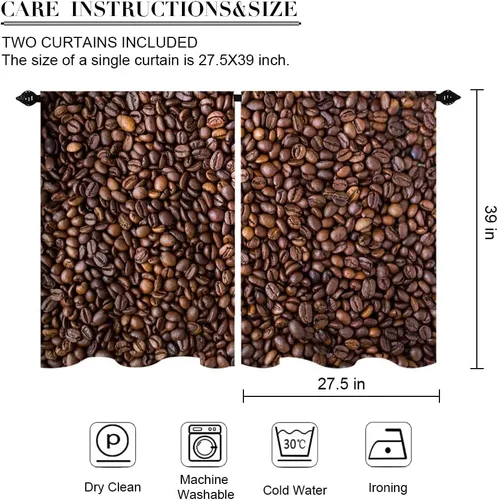 Miniatura 4 de Cortinas de café en grano de cocina, té de la tarde, con bolsillo para barra, cortinas cortas para ventana de baño, juego de 2 paneles de 27.5