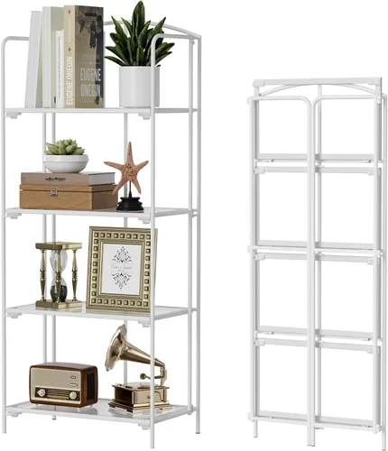 Miniatura 36 de Crofy - Estantería plegable sin montaje para sala de estar, estantería plegable de 2 niveles en color negro para oficina en casa, organizador