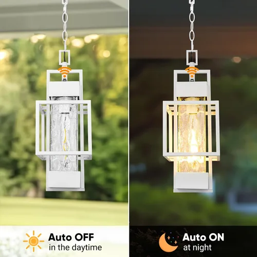 Miniatura 2 de PARTPHONER Lámpara colgante de 15 pulgadas para exteriores del atardecer al amanecer, lámpara colgante de metal moderno para exteriores, lámpara