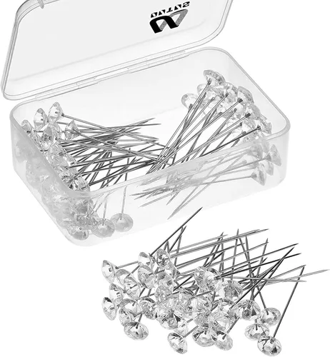 Outus 100 alfileres para ramo de diamantes de imitación, ramilletes de 2 pulgadas, gemas de cristales para ramos de flores florales, bodas,