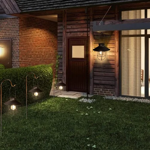 Miniatura 6 de pearlstar Lámpara Solar Colgante para Exterior, Lámpara de Metal con Bombilla Edison Blanca Cálida, Diseño para Jardín, Patio, Porche, Decoración