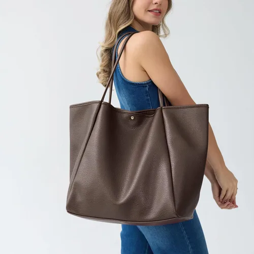 Miniatura 54 de HOXIS Bolso de mano de cuero PU de gran tamaño para mujer, bolso de fin de semana, bolso de viaje
