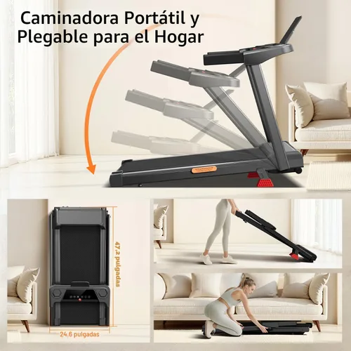 Miniatura 8 de LONTEK Folding Treadmill with 15% Incline, 3 in 1 Foldable Walking Pad Compact, Portable, Under Desk, for Home Office, 6.2MPH Speed, 2.5HP Quiet