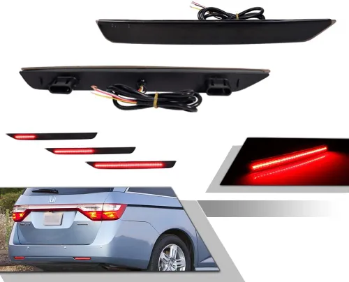 Miniatura 10 de Compatible con 2011 2012 2013 2014 2015 2016 2017 Honda Odyssey Reflector de Parachoques Trasero Antiniebla LED Señal de Giro Secuencial Luces