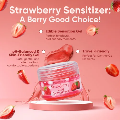 Miniatura 2 de Gel sensibilizador vaginal Passion Strawberry fabricado en Estados Unidos, gel que mejora la sensibilidad con sabor a fresa y fórmula suave