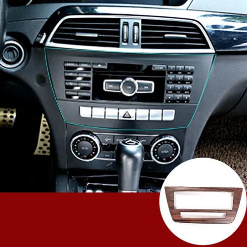 Miniatura 9 de YIWANG Marco de panel de CD de consola central de coche ABS cromado para Mercedes Benz Clase C W204 2011-2013 (grano de madera negro)