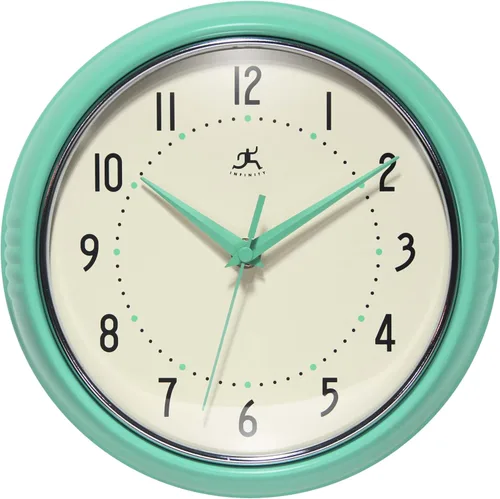 Miniatura 17 de Infinity Instruments Reloj de pared retro de 9 pulgadas, barrido silencioso, sin tictac, moderno, de mediados de siglo, para cocina, comedor