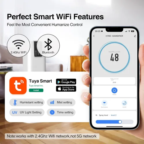 Miniatura 4 de Smart Humidifiers Large Room Bedroom Home,2.11Gal(8L) Quiet Top Fill Cool Mist Humidifier,Smart App & Remote Control, 3 Speed Humidifier with White