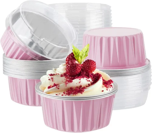 Miniatura 12 de EUSOAR Forros para cupcakes para hornear, 50 forros para magdalenas de 5 onzas, moldes de papel de aluminio desechables, recipientes de postre, 5