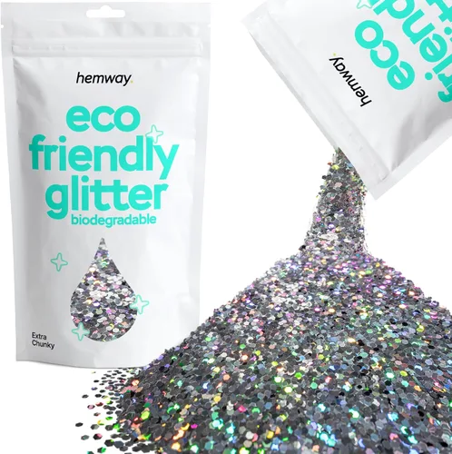 Miniatura 33 de Purpurina biodegradable, holográfica plateada, 3.5 onzas, respetuosa con el medio ambiente, extra gruesa, bioecológica, vegana para festivales