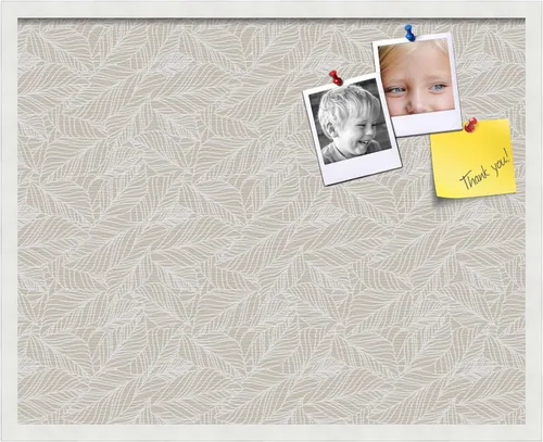 Miniatura 2 de PinPix Tablero de anuncios de corcho de 30 x 24 pulgadas. Este tablero decorativo enmarcado viene con diseño blanco arena y un marco blanco blanco