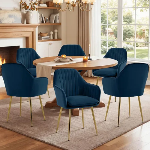 Miniatura 15 de AVAWING Modern Living - Juego de 2 sillas con reposabrazos decorativos para sala de estar, comedor, de terciopelo, tapizado, de mediados de siglo