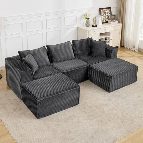 Miniatura 17 de Sofá modular modular de 107 pulgadas, moderno sofá seccional Cloud con asiento profundo, sofá deshuesado en forma de L con diván para sala de estar