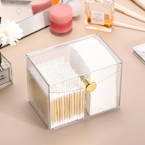 Miniatura 5 de Tbestmax Dispensador Portahisopo de 2 Secciones, Organizador Transparente de Baño de 2 Rejillas, Contenedor de Almacenamiento de Cosméticos