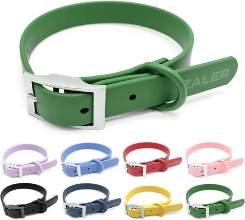 ZALER Collar de perro impermeable, collares de perro ajustables a prueba de olores, fáciles de limpiar, collares suaves y cómodos para perros Verde