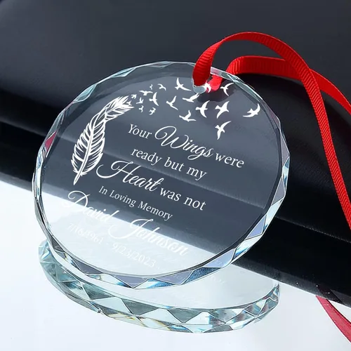 Miniatura 3 de Adorno de cristal conmemorativo personalizado – Pérdida de papá, mamá, tío, regalo de condolencia de condolencia, en memoria amorosa, recuerdo