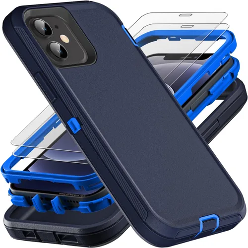 Miniatura 11 de YKHJKLEC Funda para iPhone 12 Mini, grado militar 3 en 1, resistente a los golpes, a prueba de caídas, polvo con 2 protectores de pantalla de vidrio