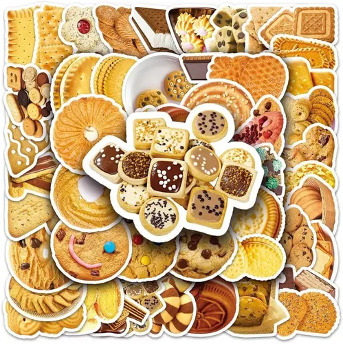 Miniatura 8 de Calcomanías de galletas 50 calcomanías de vinilo impermeables para botellas de agua, laptop, automóvil, equipaje, computadora, teléfono celular