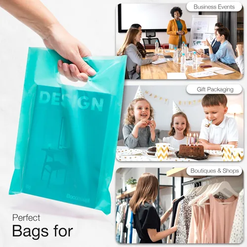 Miniatura 6 de Choice Marts - 100 bolsas de 1.5 mil de grosor, 9 x 12 pulgadas, bolsas de agradecimiento con asas extragruesas perfectas para mercancía, pequeñas