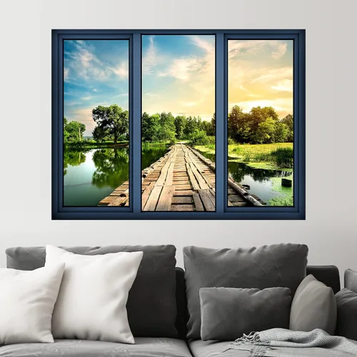 Miniatura 33 de SIGNWIN Adhesivo mural removible para pared, atardecer cielo naranja, otoño, bosque, árbol, paisaje, naturaleza, arte fino, rústico, paisaje