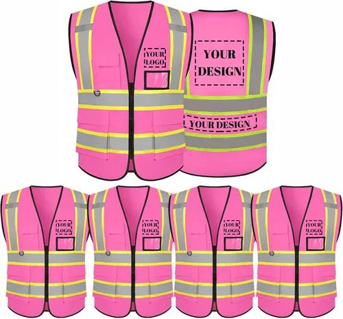 Miniatura 5 de Chaleco de seguridad reflectante de alta visibilidad con 5 bolsillos y cremallera clase 2 para adultos, unisex, ropa de trabajo de seguridad